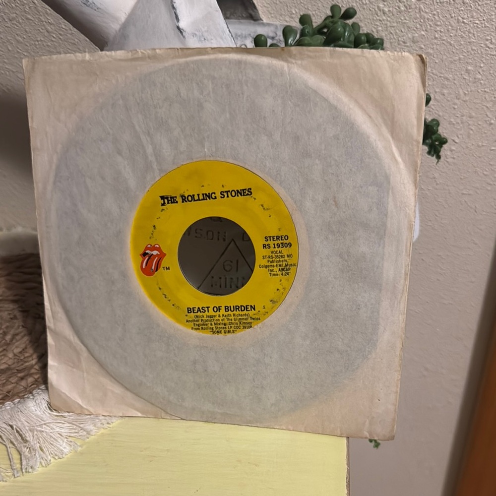 1978 The Rolling Stones 'Beast of Burden' & ‘when the whip comes down’ 45 Vinyl
